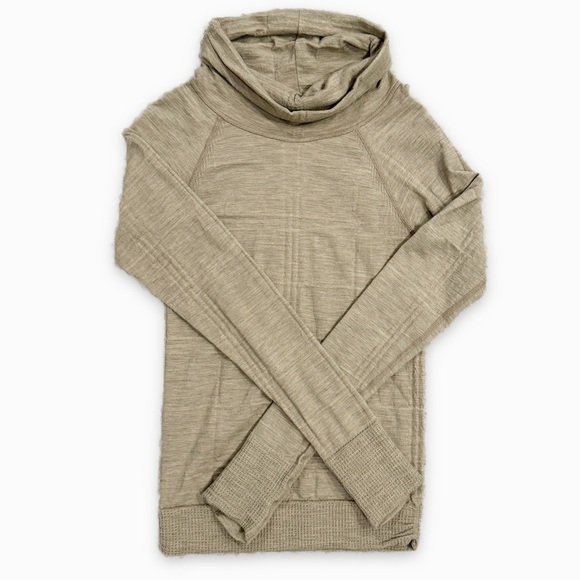 Athleta | Lightweight Cowl Neck Top Wool Spandex Tan Size Medium - Picture 5 of 5